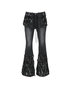 Andersson Bell Destroyed Bustier Denim Jeans Apa642W(Black)-Women Jeans
