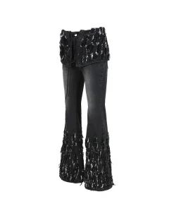 Andersson Bell Destroyed Bustier Denim Jeans Apa642W(Black)-Women Jeans