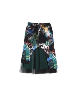 Andersson Bell Devyn Mesh Layered Skirt Apa635W(Black)-Women Skirts