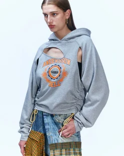 Andersson Bell (Essential) Cut Out Authentic Logo Hoodie Atb896W(Melange Grey)-Women Sweatshirts