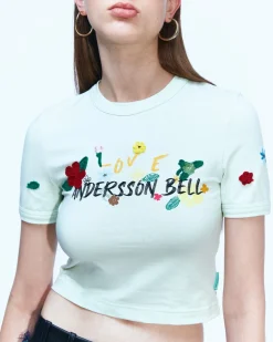 Andersson Bell (Essential) Dasha Flower Garden Logo T-Shirt Atb894W(Pale Mint)-Women Tops