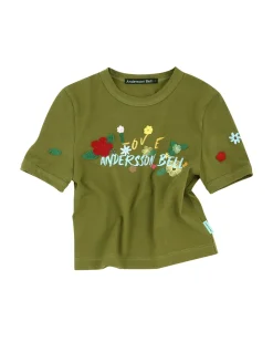 Andersson Bell (Essential) Dasha Flower Garden Logo T-Shirt Atb894W(Khaki)-Women Tops