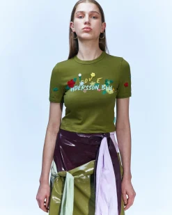 Andersson Bell (Essential) Dasha Flower Garden Logo T-Shirt Atb894W(Khaki)-Women Tops