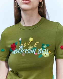 Andersson Bell (Essential) Dasha Flower Garden Logo T-Shirt Atb894W(Khaki)-Women Tops