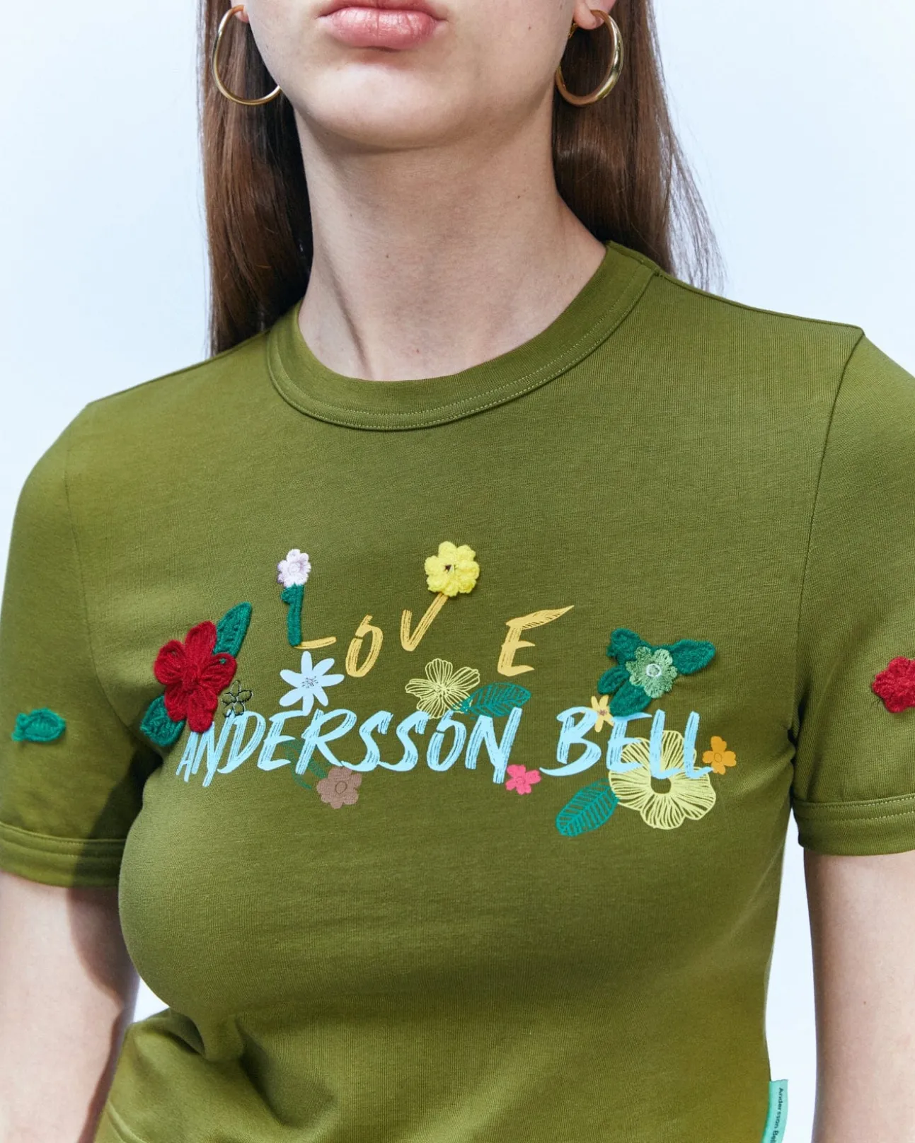 Andersson Bell (Essential) Dasha Flower Garden Logo T-Shirt Atb894W(Khaki)-Women Tops