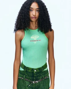 Andersson Bell (Essential) Mushroom Me Embroidery Tank Top Atb895W(Mint)-Women Tops