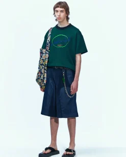 Andersson Bell (Essential) Unisex Logo Embroidery Ponte T-Shirts Atb902U(Green)-Men T-Shirts