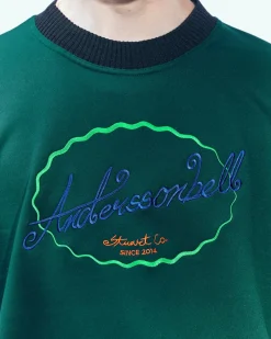 Andersson Bell (Essential) Unisex Logo Embroidery Ponte T-Shirts Atb902U(Green)-Men T-Shirts