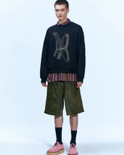 Andersson Bell (Essential) Unisex New Ab Logo Embroidery Sweatshirt Atb899U(Black)-Men Sweatshirts