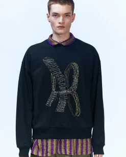 Andersson Bell (Essential) Unisex New Ab Logo Embroidery Sweatshirt Atb899U(Black)-Men Sweatshirts
