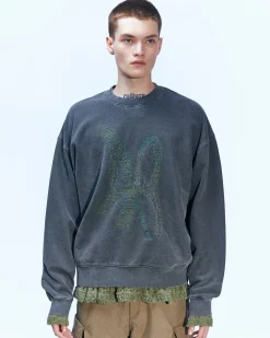 Andersson Bell (Essential) Unisex New Ab Logo Embroidery Sweatshirt Atb1044U(Charcoal)-Men Sweatshirts