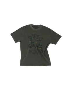 Andersson Bell (Essential) Unisex Overdyed Flower Palace T-Shirt Atb971U(Charcoal)-Men T-Shirts