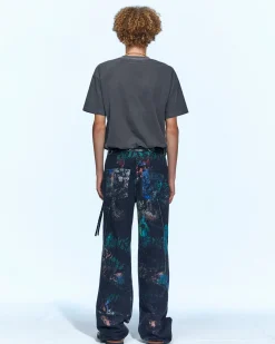 Andersson Bell (Essential) Unisex Overdyed Flower Palace T-Shirt Atb971U(Charcoal)-Men T-Shirts