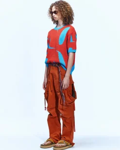 Andersson Bell Fatani Crack Cargo Pants Apa588M(Orange)-Men Trousers