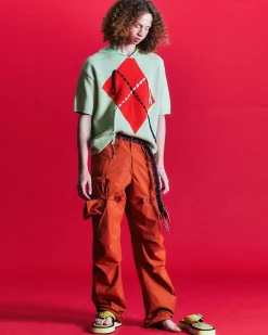 Andersson Bell Fatani Crack Cargo Pants Apa588M(Orange)-Men Trousers