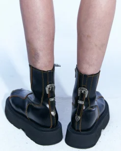 Andersson Bell Fia Western Raw Cut Ankle Boots Aaa331W(Black)-Women Shoes