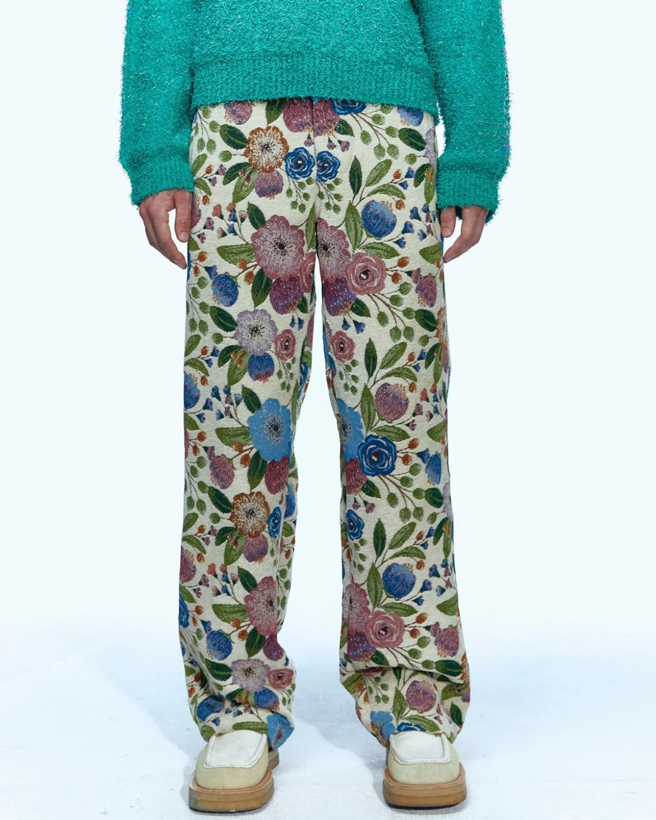 Andersson Bell Flover Jacquard Beach Pants Apa555M(Ivory)-Men Trousers