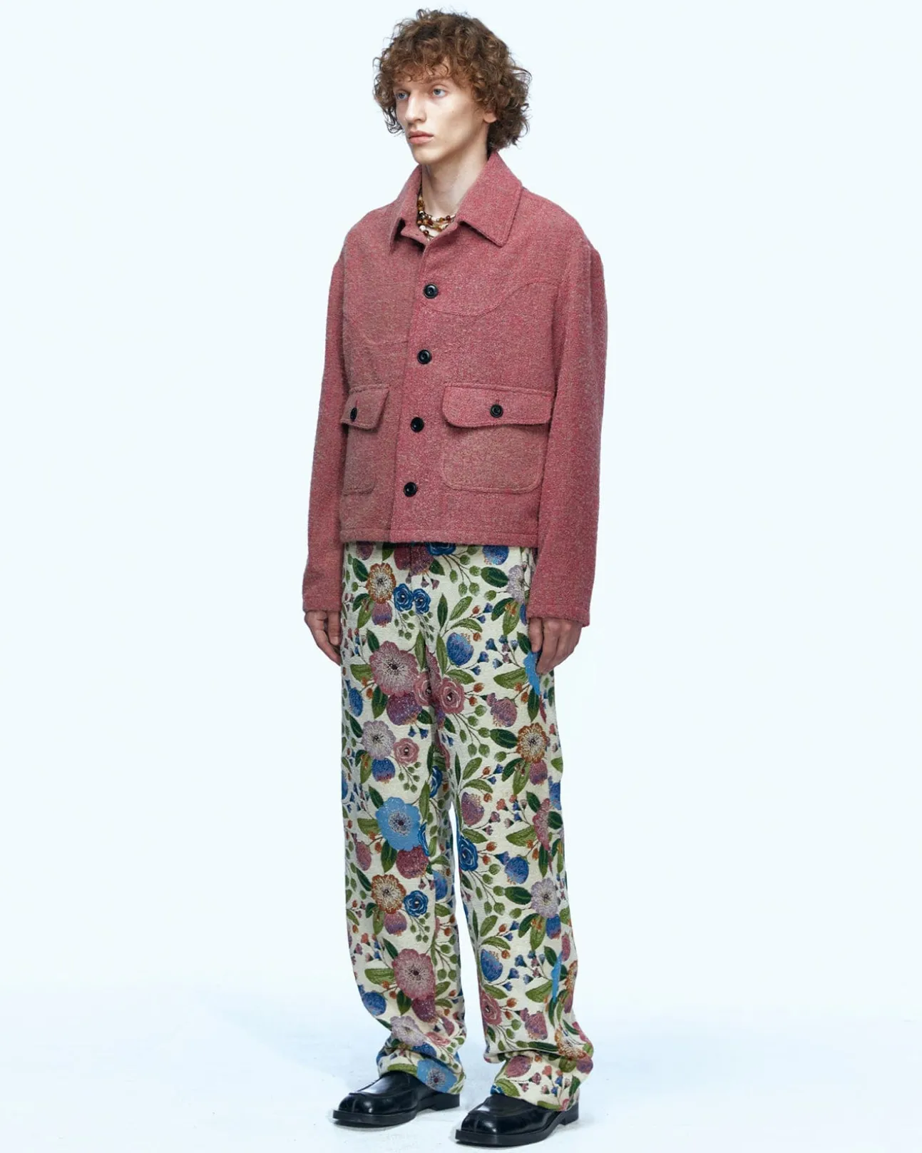Andersson Bell Flover Jacquard Beach Pants Apa555M(Ivory)-Men Trousers
