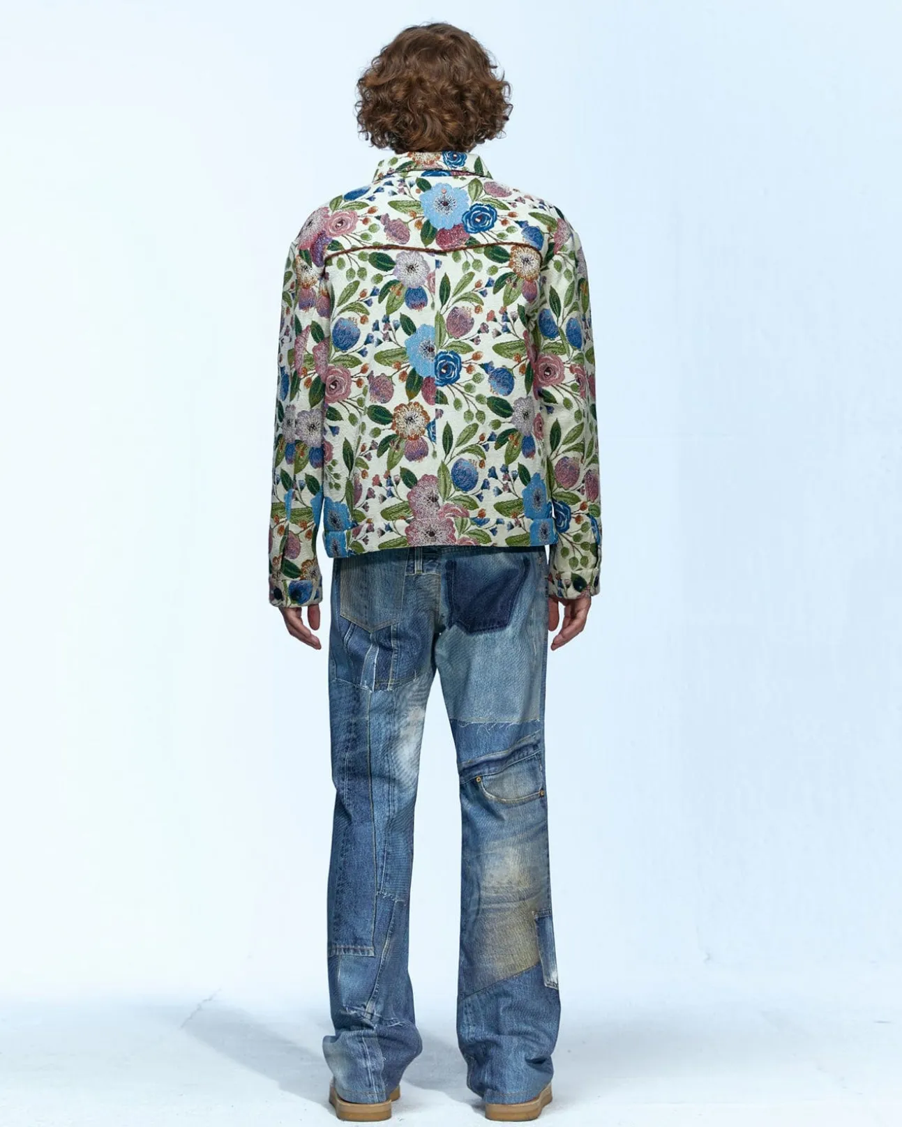 Andersson Bell Flover Jacquared Trucker Jacket Awa463M(Ivory)-Men Outerwear