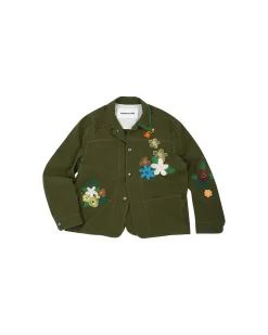 Andersson Bell Flower Embroidery Chore Jacket Awa534M(Khaki)-Men Outerwear