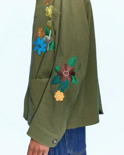 Andersson Bell Flower Embroidery Chore Jacket Awa534M(Khaki)-Men Outerwear