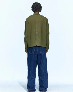 Andersson Bell Flower Embroidery Chore Jacket Awa534M(Khaki)-Men Outerwear