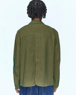 Andersson Bell Flower Embroidery Chore Jacket Awa534M(Khaki)-Men Outerwear