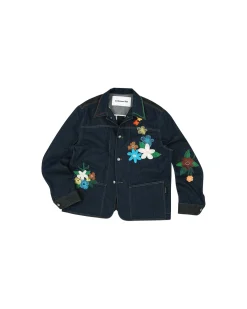 Andersson Bell Flower Embroidery Chore Jacket Awa534M(Indigo)-Men Outerwear
