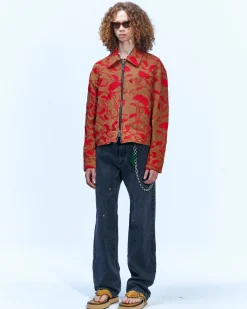 Andersson Bell Flower Embroidery Zip-Up Jacket Awa514M(Beige)-Men Outerwear
