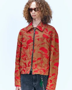 Andersson Bell Flower Embroidery Zip-Up Jacket Awa514M(Beige)-Men Outerwear
