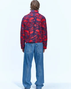 Andersson Bell Flower Embroidery Zip-Up Jacket Awa514M(Navy)-Men Outerwear