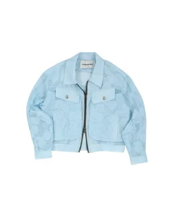 Andersson Bell Flower Sheer Zip-Up Jacket Awa532M(Sky White)-Men Outerwear