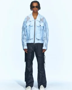 Andersson Bell Flower Sheer Zip-Up Jacket Awa532M(Sky White)-Men Outerwear
