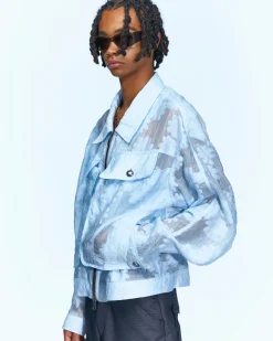 Andersson Bell Flower Sheer Zip-Up Jacket Awa532M(Sky White)-Men Outerwear