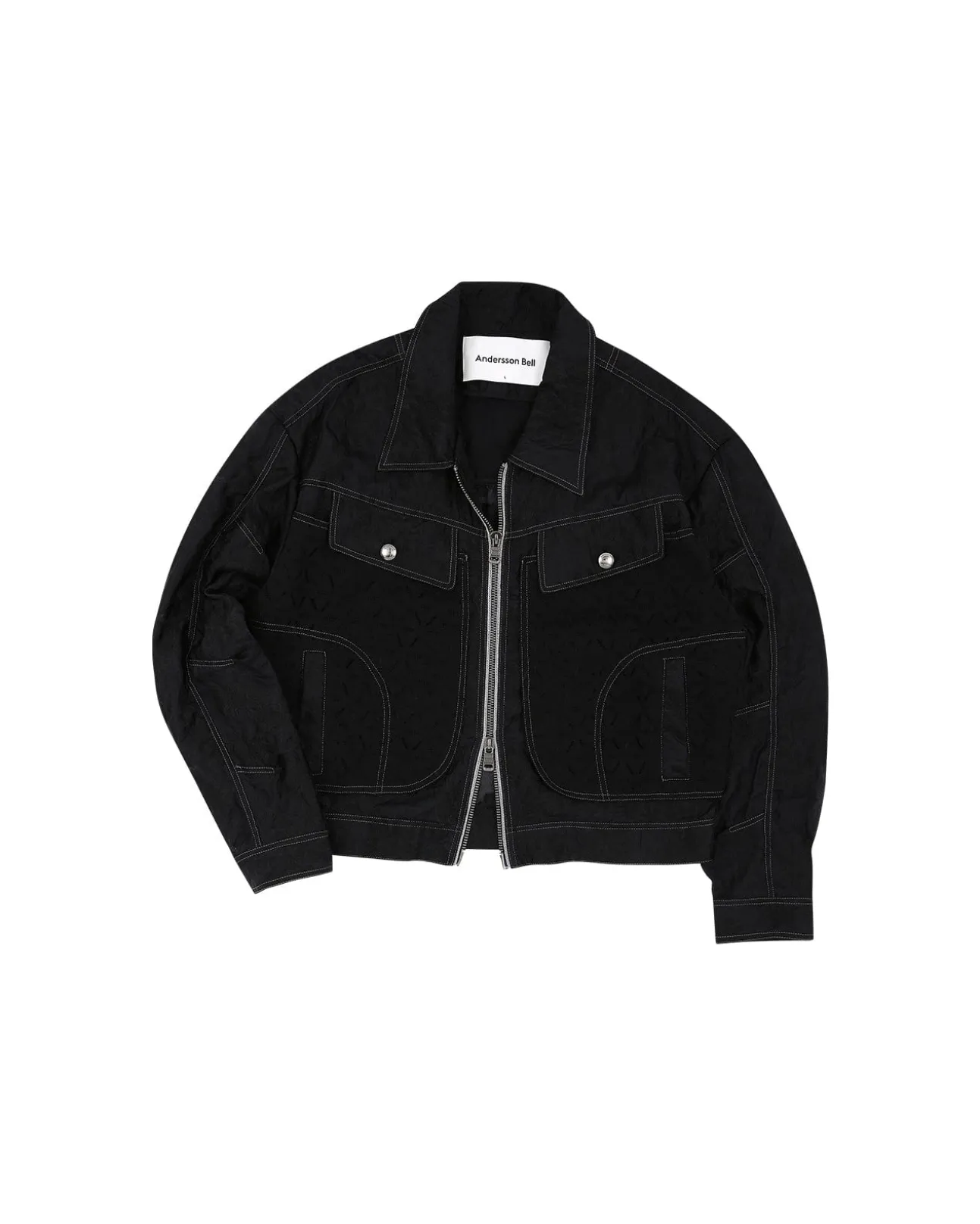 Andersson Bell Flower Sheer Zip-Up Jacket Awa532M(Black)-Men Outerwear