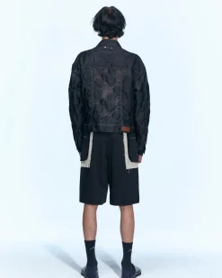 Andersson Bell Flower Sheer Zip-Up Jacket Awa532M(Black)-Men Outerwear