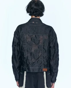Andersson Bell Flower Sheer Zip-Up Jacket Awa532M(Black)-Men Outerwear