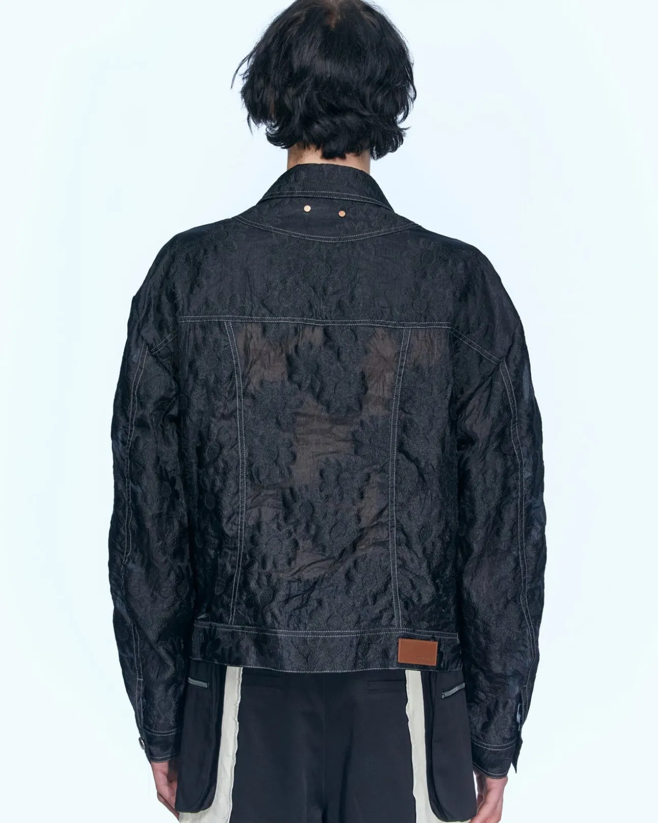Andersson Bell Flower Sheer Zip-Up Jacket Awa532M(Black)-Men Outerwear