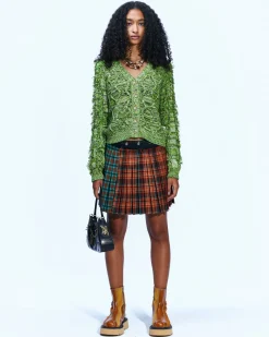 Andersson Bell Fringe Two Way Short Cardigan Atb872W(Green)-Women Outerwear