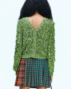 Andersson Bell Fringe Two Way Short Cardigan Atb872W(Green)-Women Outerwear