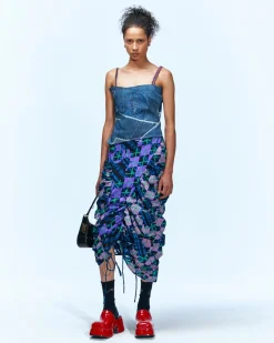 Andersson Bell Giselle Denim Combo Check Dress Atb942W(Multi)-Women Dresses