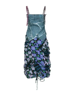 Andersson Bell Giselle Denim Combo Check Dress Atb942W(Multi)-Women Dresses