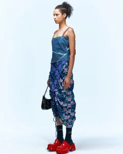 Andersson Bell Giselle Denim Combo Check Dress Atb942W(Multi)-Women Dresses