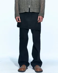 Andersson Bell Glen Overdyed Wrap Straight-Leg Jeans Apa645M(Black)-Men Trousers