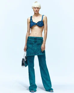 Andersson Bell Glen Overdyed Wrap Straight-Leg Jeans Apa643W(Bluegreen)-Women Jeans