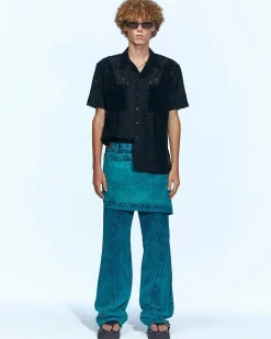 Andersson Bell Glen Overdyed Wrap Straight-Leg Jeans Apa645M(Bluegreen)-Men Trousers