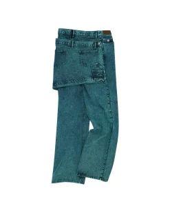 Andersson Bell Glen Overdyed Wrap Straight-Leg Jeans Apa645M(Bluegreen)-Men Trousers