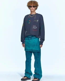 Andersson Bell Glen Overdyed Wrap Straight-Leg Jeans Apa645M(Bluegreen)-Men Trousers