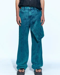 Andersson Bell Glen Overdyed Wrap Straight-Leg Jeans Apa645M(Bluegreen)-Men Trousers