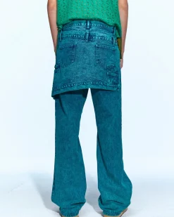 Andersson Bell Glen Overdyed Wrap Straight-Leg Jeans Apa645M(Bluegreen)-Men Trousers